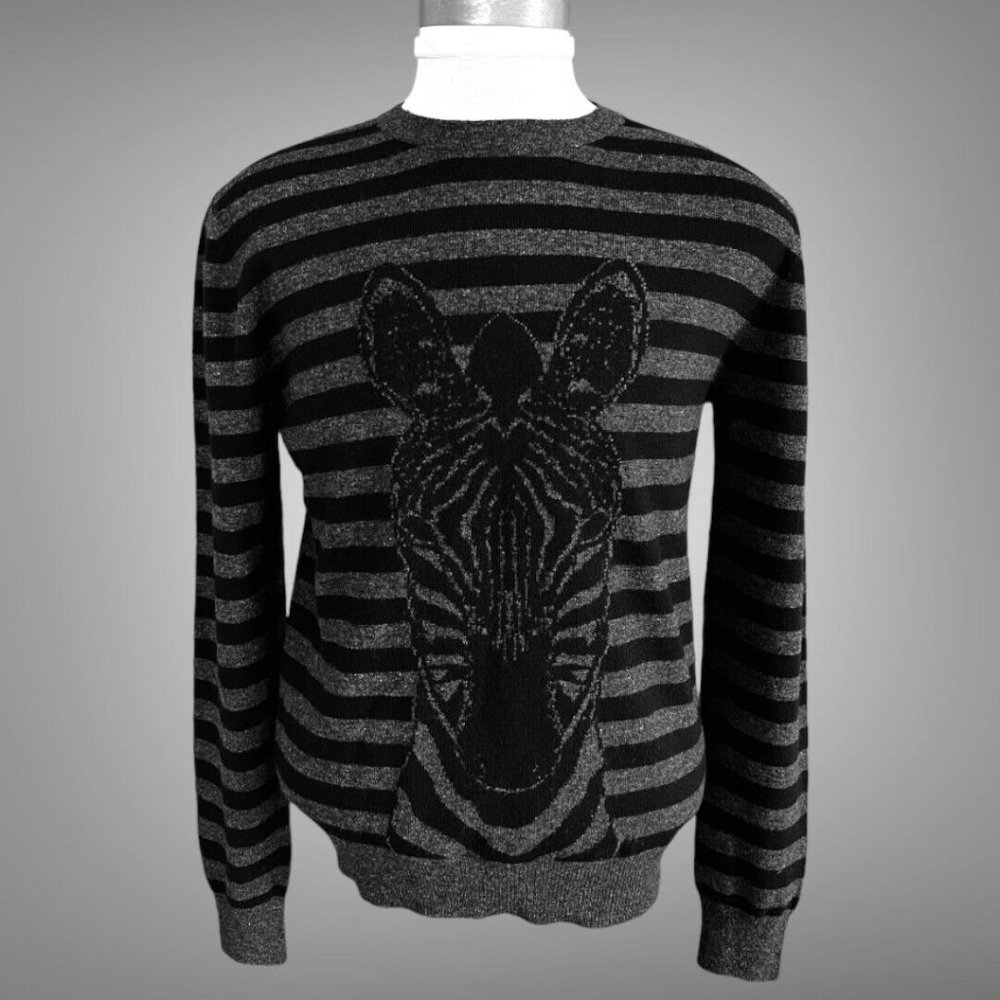 Hermes NWT Mens Crewneck Zebra Sweater EU Size S Wool Cashmere